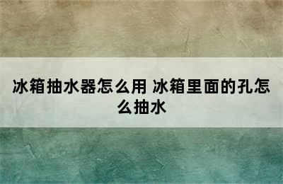 冰箱抽水器怎么用 冰箱里面的孔怎么抽水